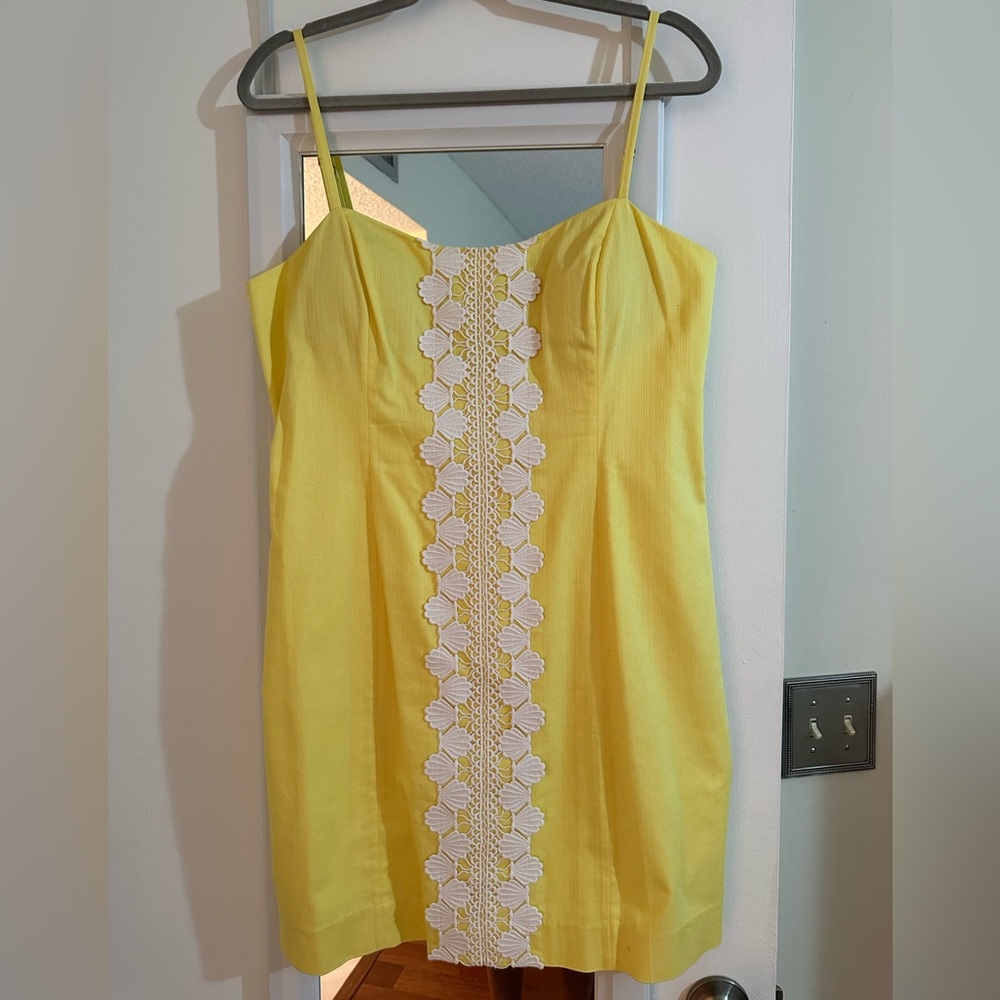 Lilly Pulitzer yellow and lace tie back mini dress